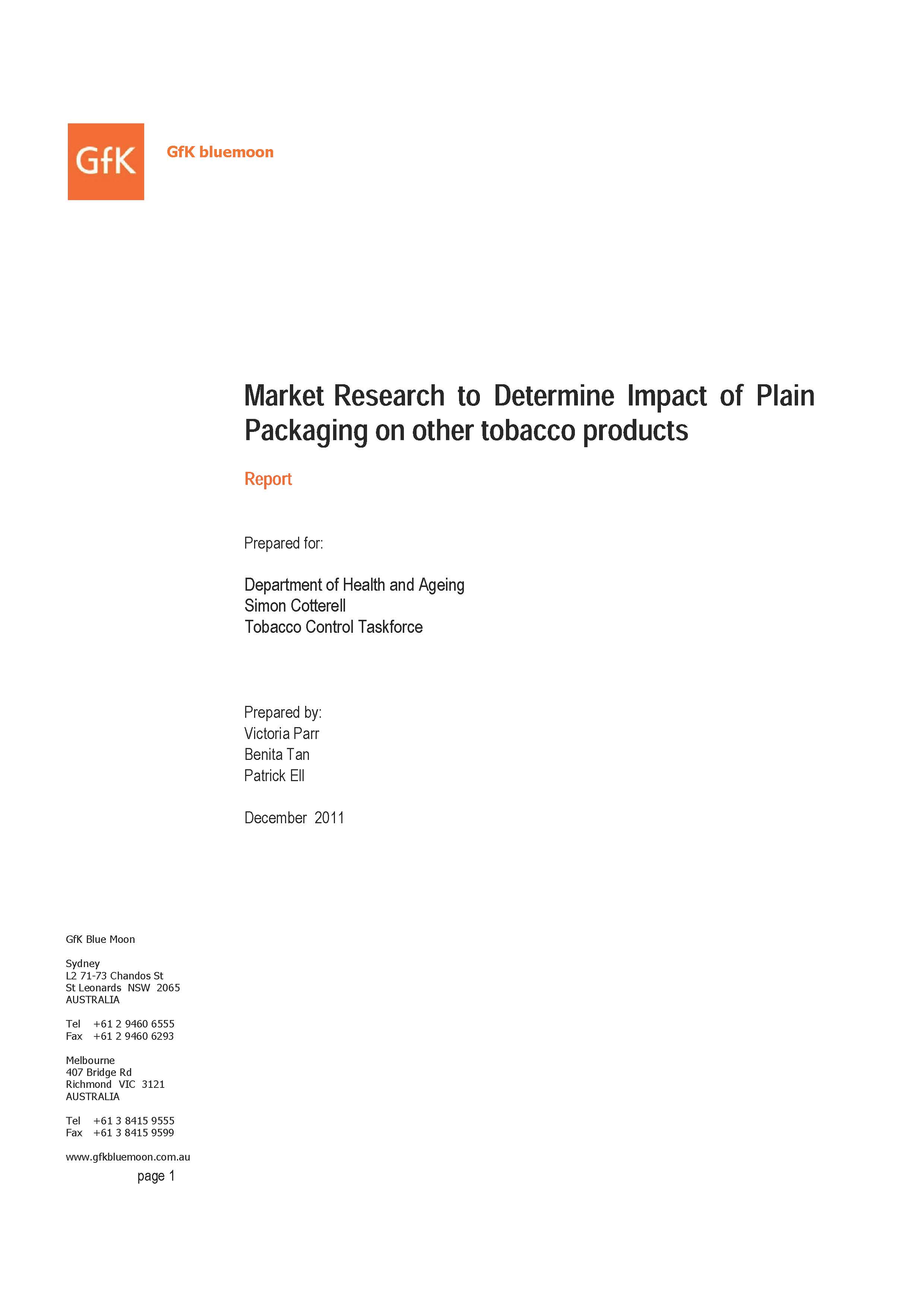 Cover image for the Market research to determine the impact of plain packaging on other tobacco products report