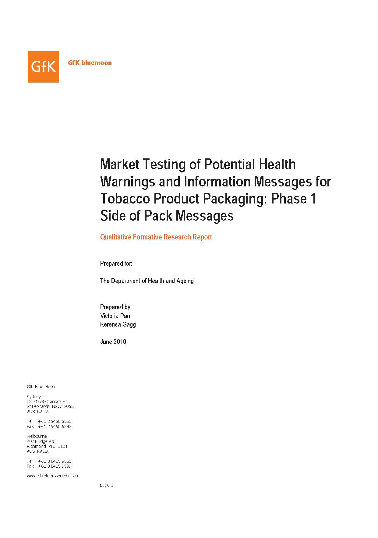 Cover image for Market testing – phase 1 side of pack messages report