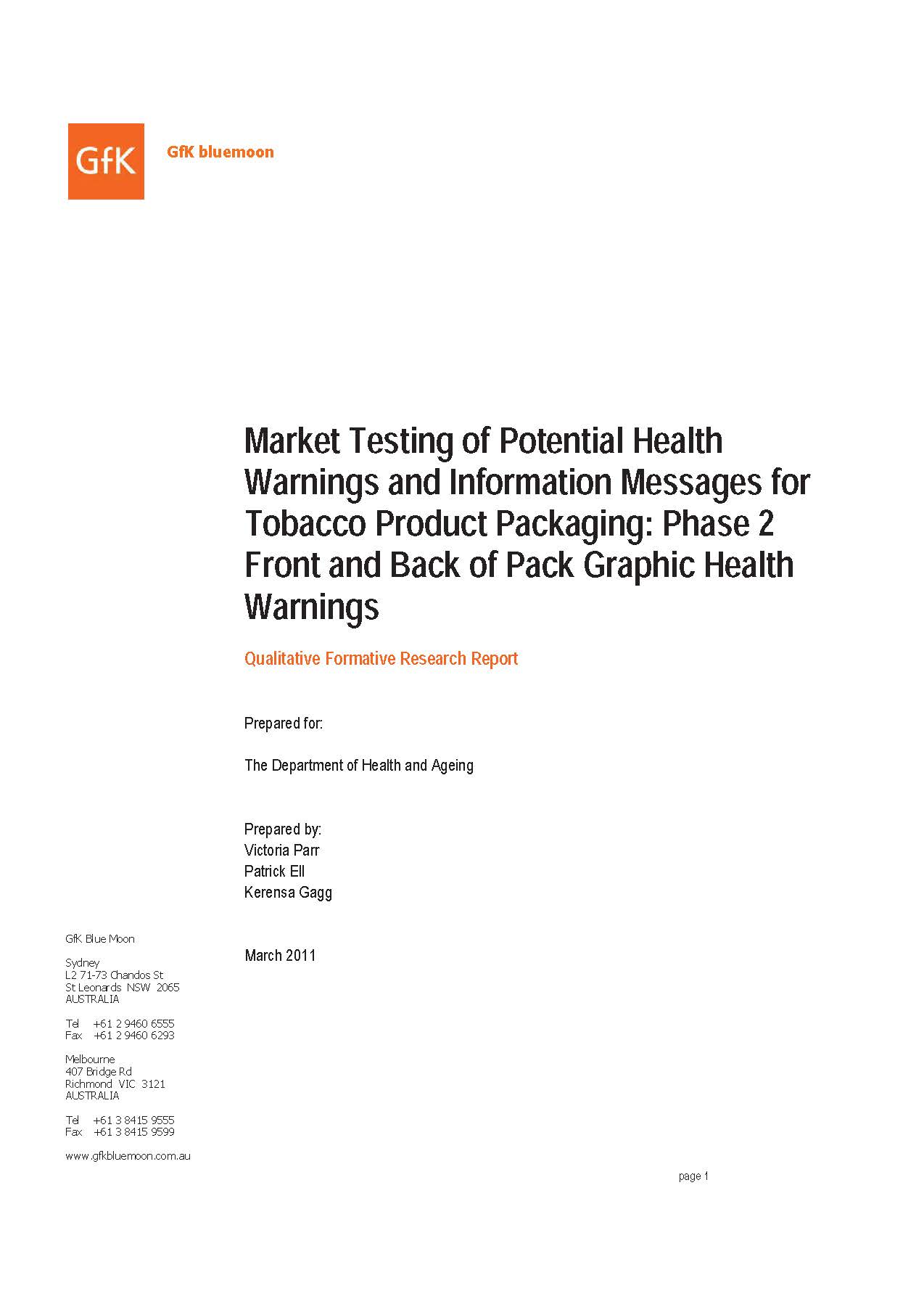 Cover image for the Market testing – phase 2 front and back of pack messages report