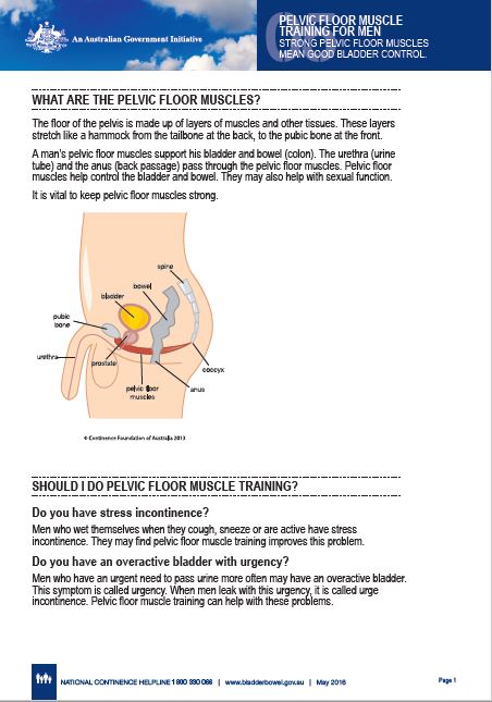 Pelvic Floor Muscle Training For Men Australian Government Department