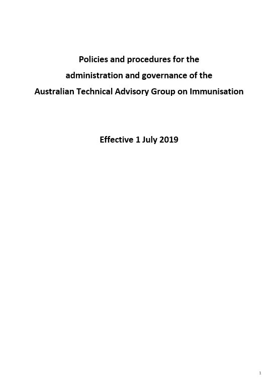 Policies and procedures for the administration and governance of ATAGI