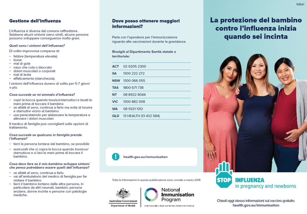 maternal influenza brochure - Italian image