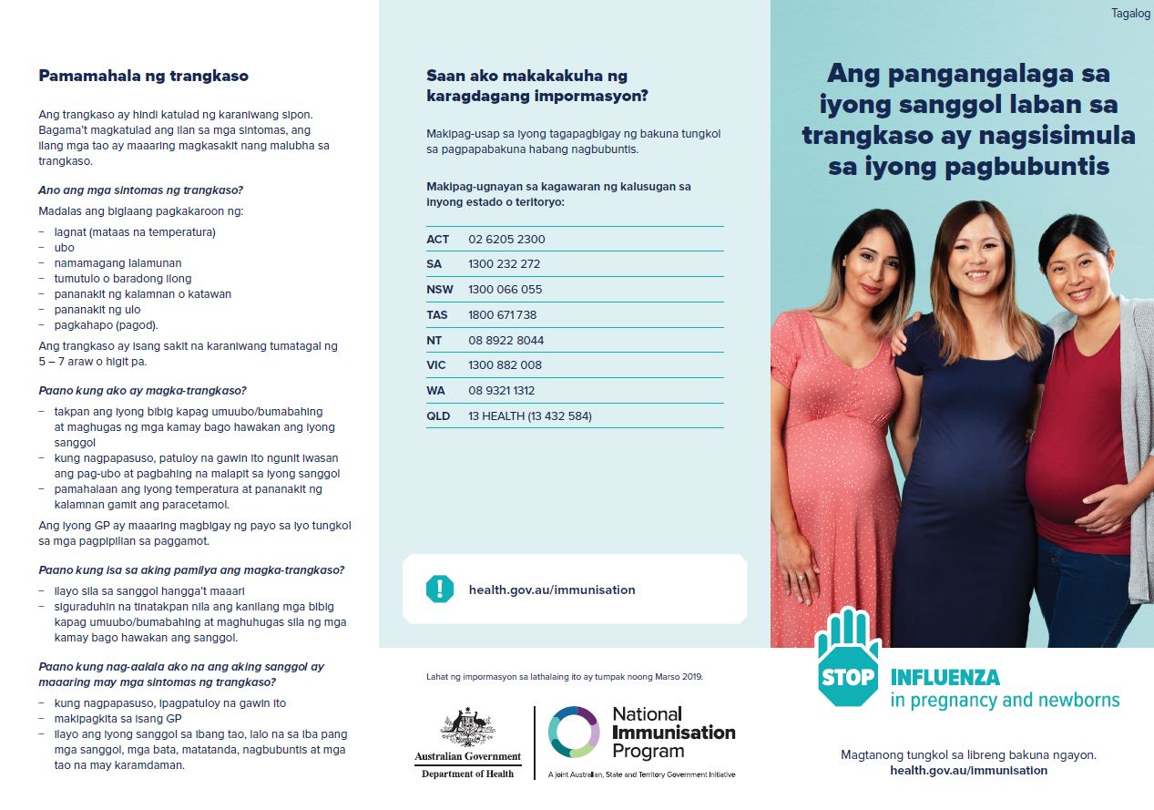 maternal influenza brochure - Tagalog image