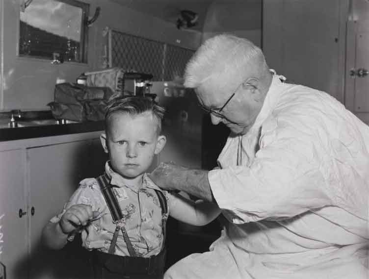 1956 polio vaccination of a young boy in WA
