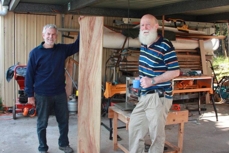 Two men in a men's shed
