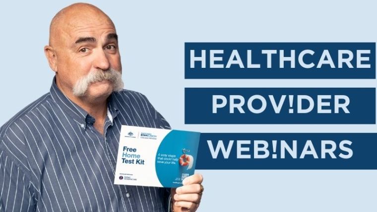 Man holding a card for the Healthcare provider webinars