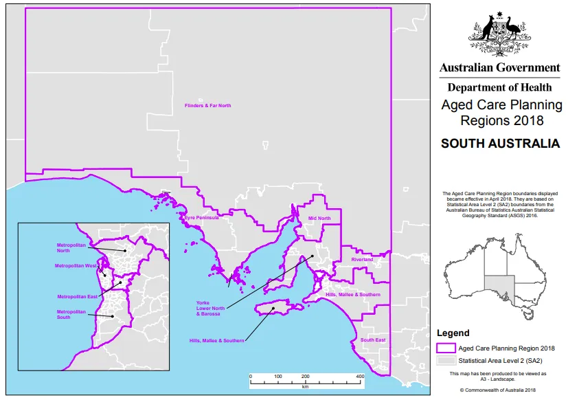 2018 SA aged care planning regions cover