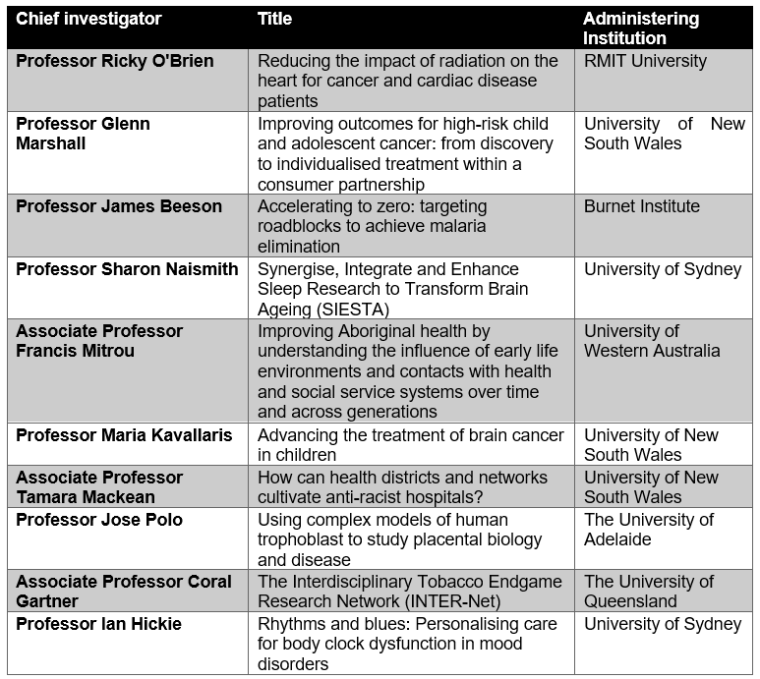 Full list of research projects funded through the 2022 Synergy Grant Scheme: