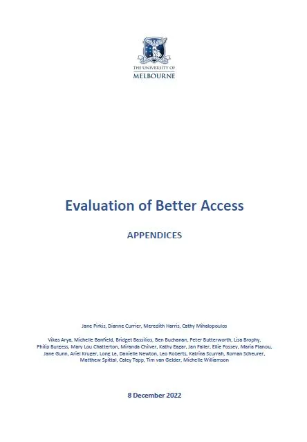 Appendices - Evaluation of the Better Access