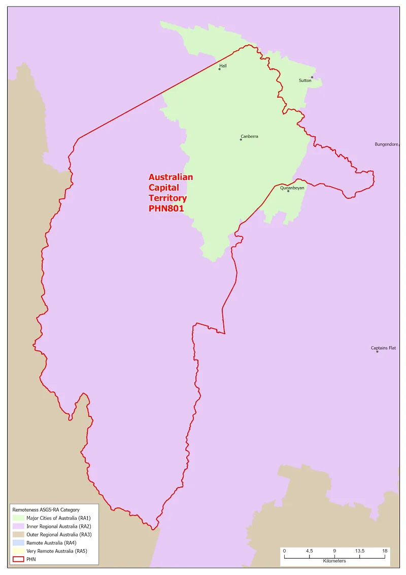 phn map ASGS remoteness area for ACT