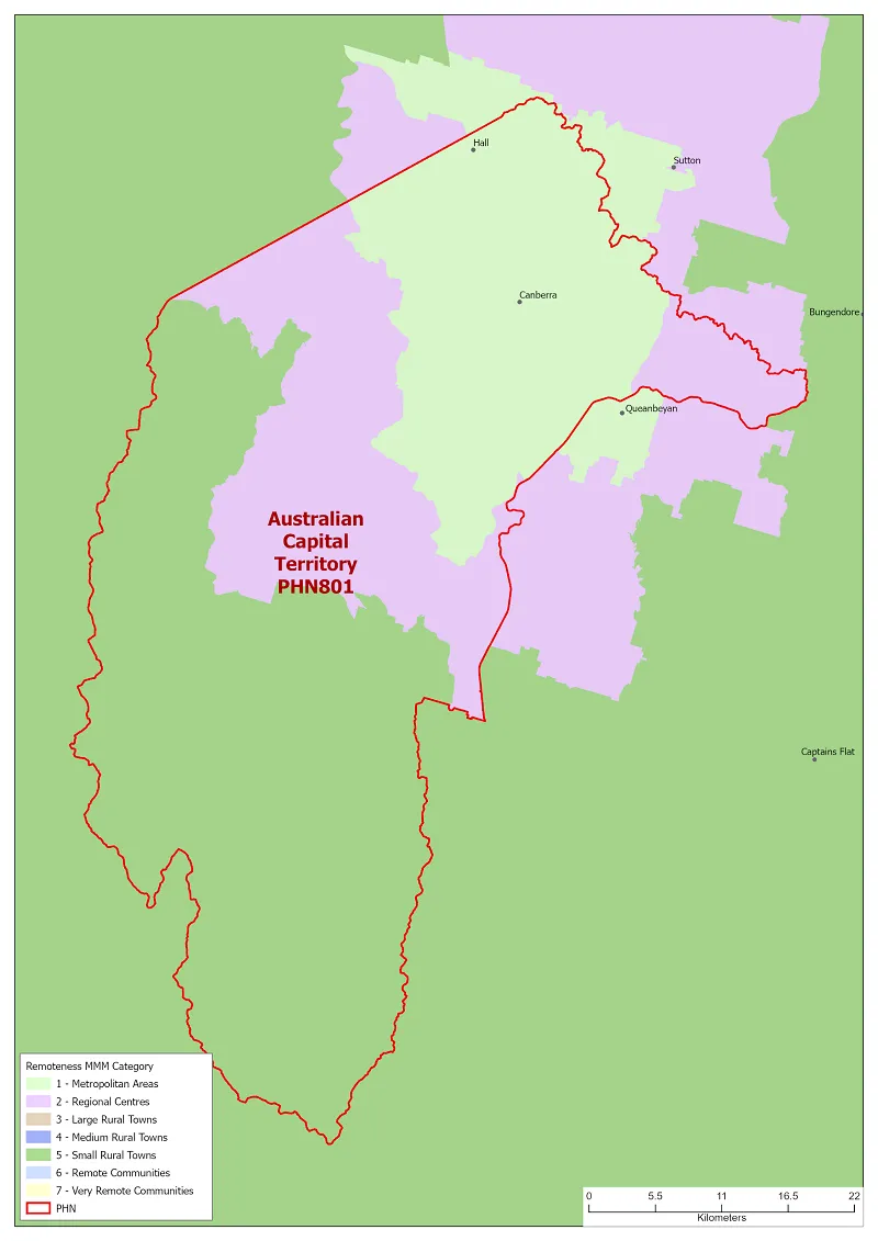 PHN map mmm remoteness area ACT