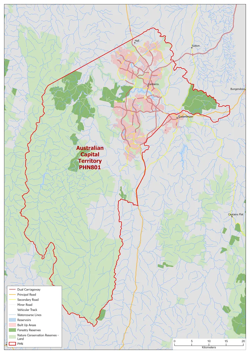 PHN map ACT topographic