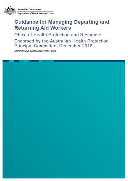 Cover page Guidance for managing departing and returning aid workers