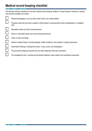 Cover of checklist