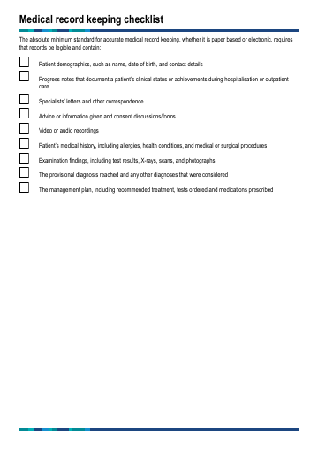 Cover of checklist