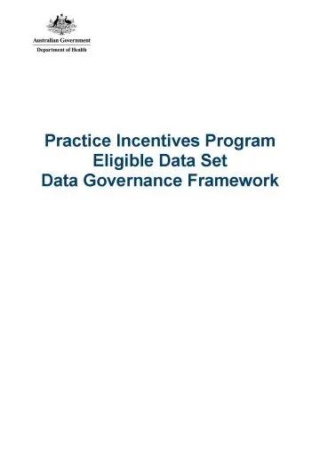 Cover image for Practice Incentives Program – Eligible Data Set governance framework