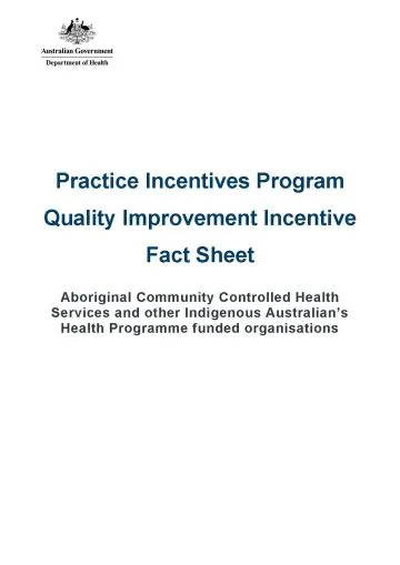 Cover image for Practice Incentives Program Quality Improvement Incentive fact sheet – ACCHS and other IAHP funded organisations