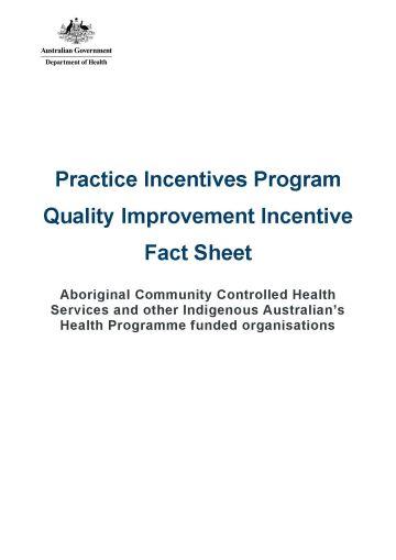 Cover image for Practice Incentives Program Quality Improvement Incentive fact sheet – ACCHS and other IAHP funded organisations