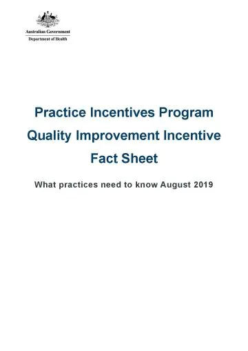 Cover image for Practice Incentives Program Quality Improvement Incentive fact sheet – What practices need to know