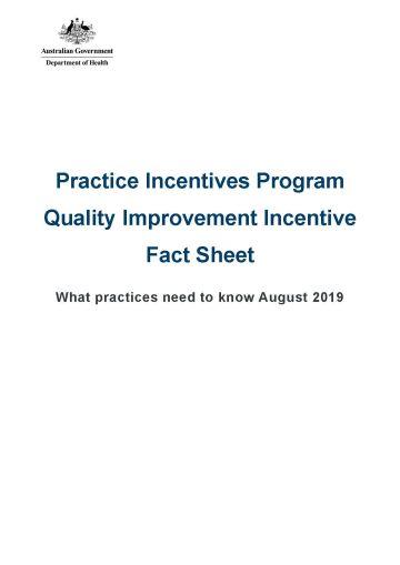 Cover image for Practice Incentives Program Quality Improvement Incentive fact sheet – What practices need to know