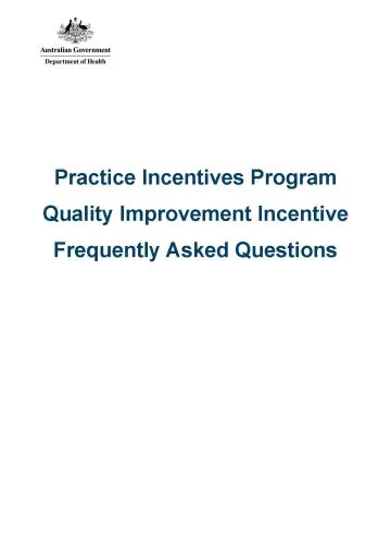 Cover image for Practice Incentives Program Quality Improvement Incentive – Frequently asked questions