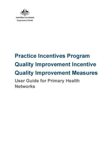 Cover image for Practice Incentives Program Quality Improvement Incentive quality improvement measures – User guide for Primary Health Networks
