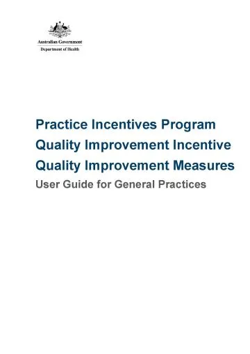 Cover image for Practice Incentives Program Quality Improvement Incentive – User guide for general practices