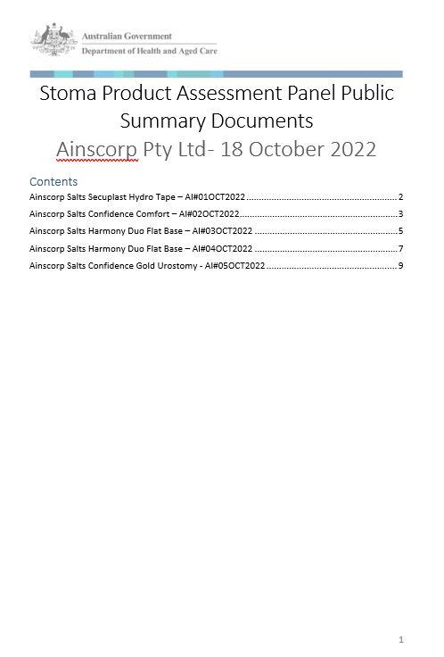 Cover image Stoma product assessment panel – Ainscorp Pty Ltd