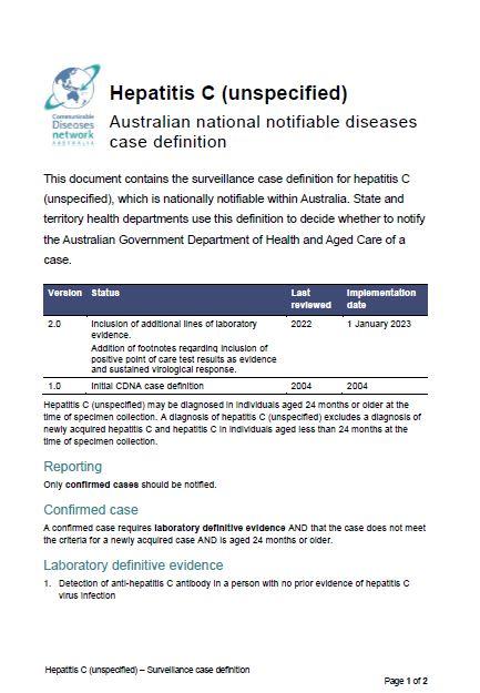 Cover page Hepatitis C (unspecified)