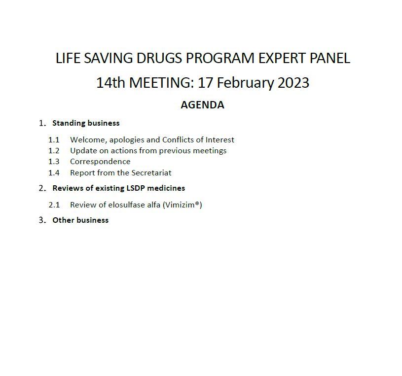 Cover page for LSDP Meeting Agenda 17 February 2023