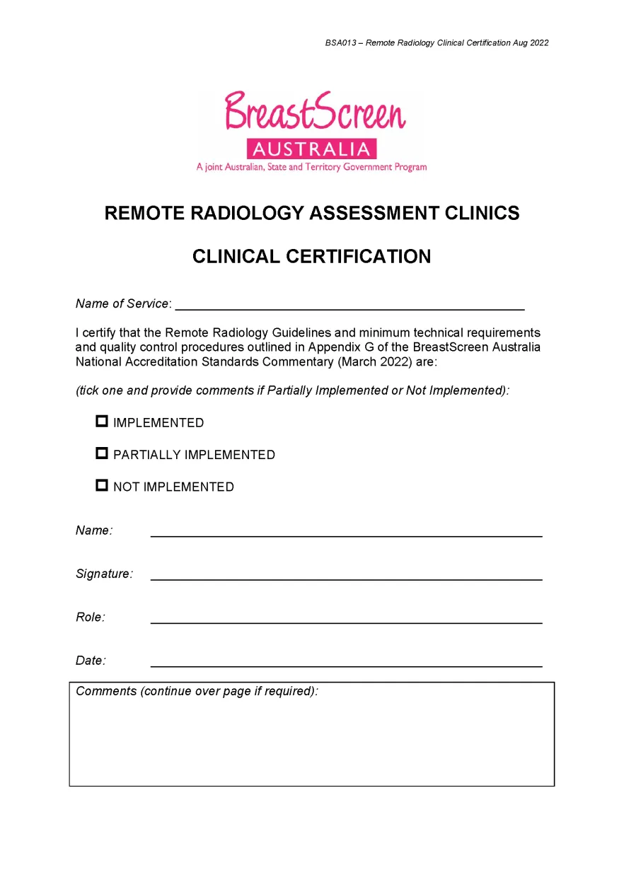BreastScreen Australia – Remote Radiology Certification
