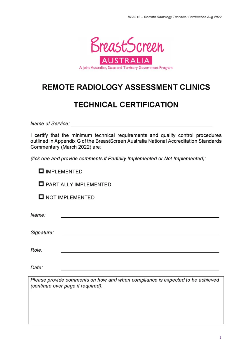 BreastScreen Australia – Remote Radiology Certification