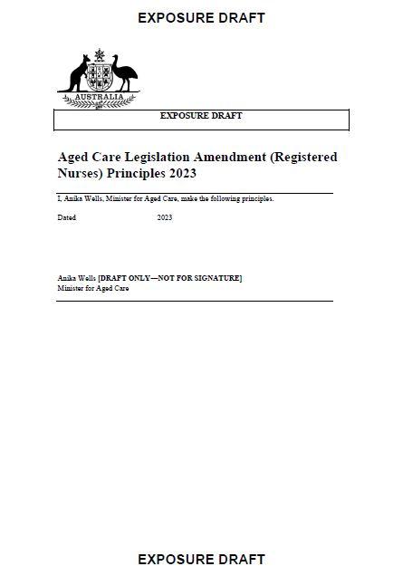 Cover page Aged Care Legislation Amendment (Registered Nurses) Principles 2023