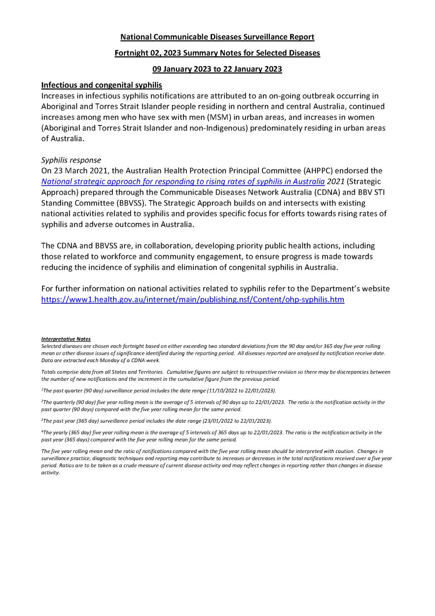 National Notifiable Diseases Surveillance System (NNDSS) fortnightly reports