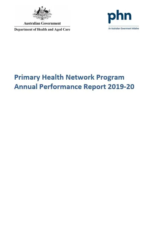 Cover page PHN Annual performance report 2019-20