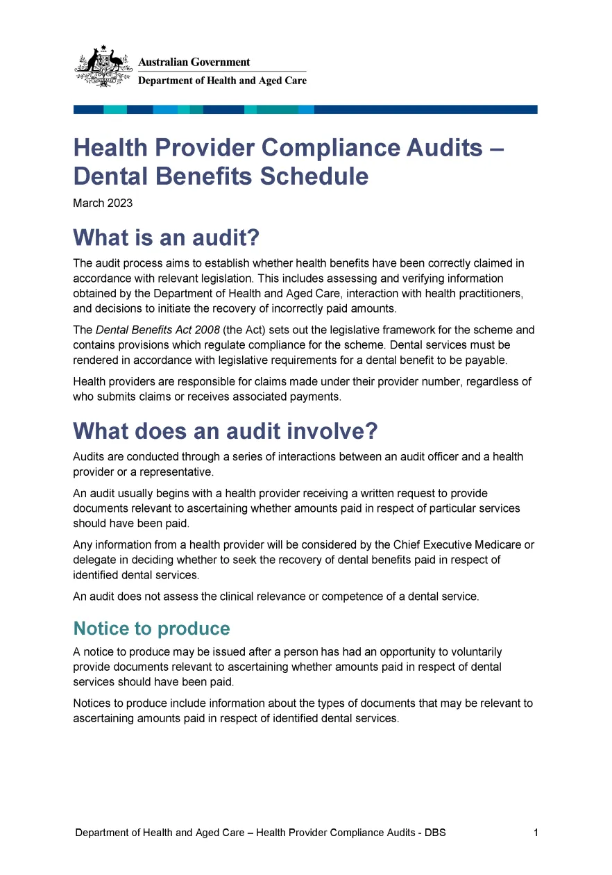 About the Medicare Benefits Schedule (MBS) audit process
