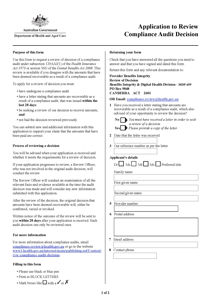 Application to Review Compliance Audit Decision