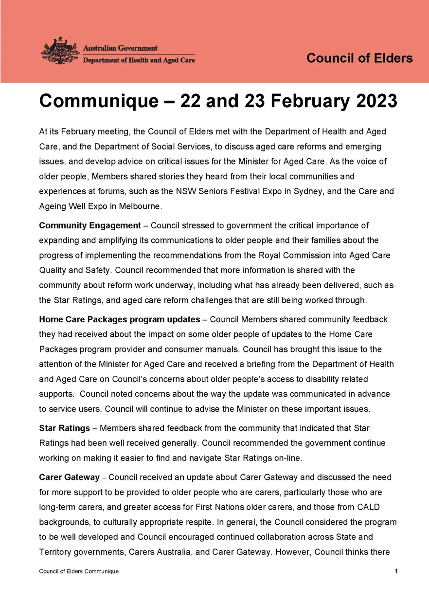 Council of Elders communique – 22 and 23 February 2023