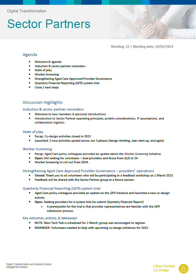 Digital Transformation Sector Partners meeting summary – 24 February 2023
