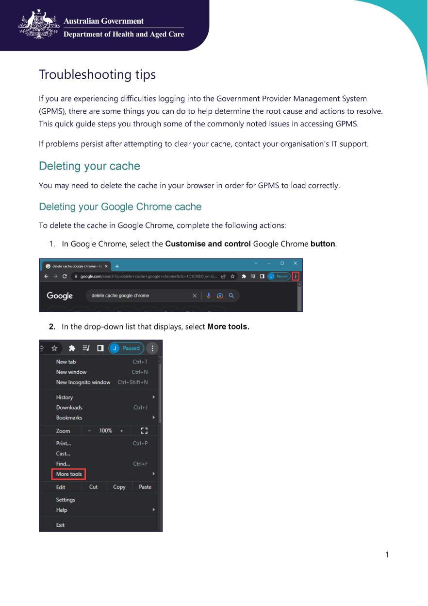 Government Provider Management System – Quick reference guide – Troubleshooting tips