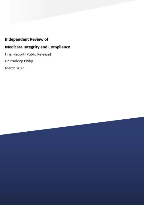 Cover page Independent Review of Medicare Integrity and Compliance