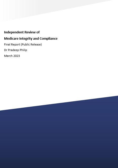 Cover page Independent Review of Medicare Integrity and Compliance