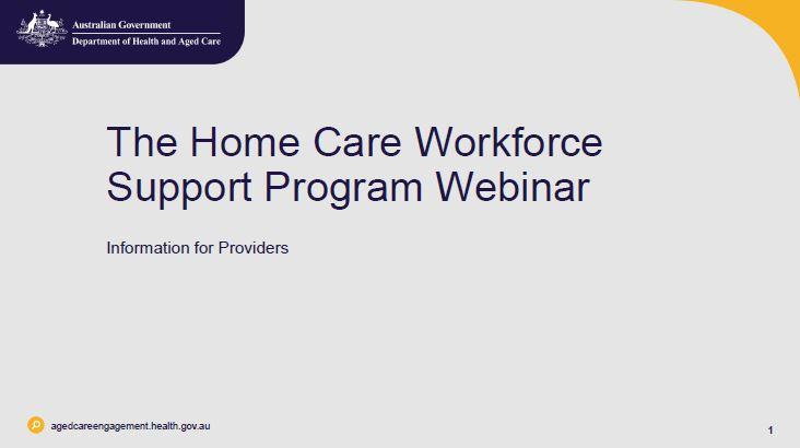 Cover page Supporting NSW and ACT home care providers to recruit and train personal care workers
