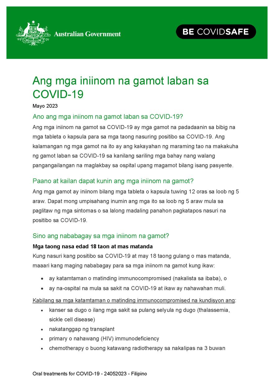 Ang mga iniinom na paggamot laban sa COVID-19