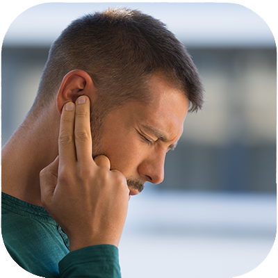 Man with hurting ears