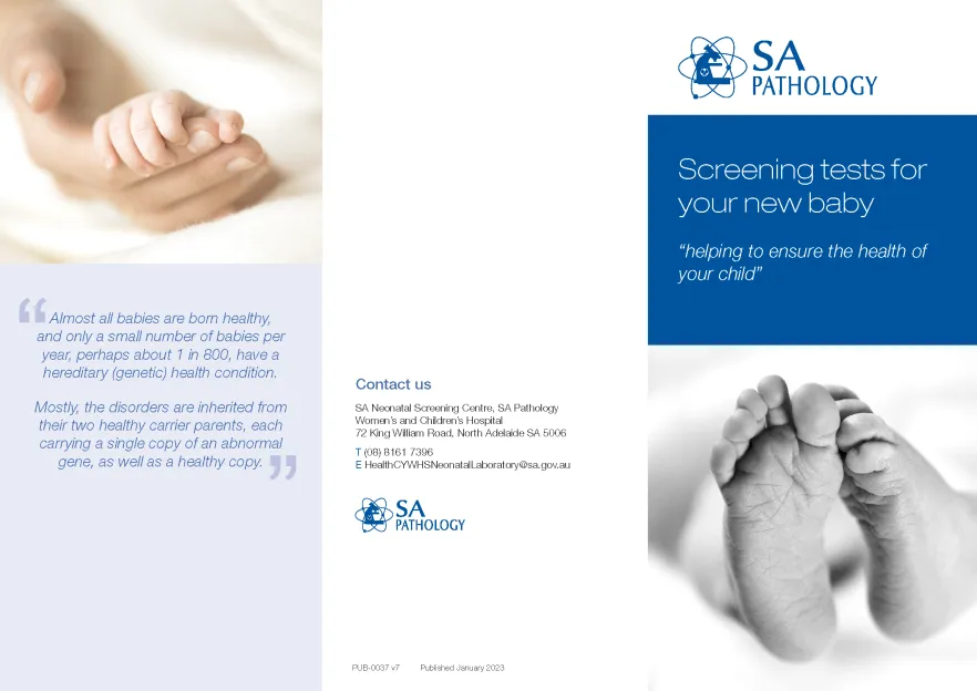 Screening tests for your new baby – South Australia