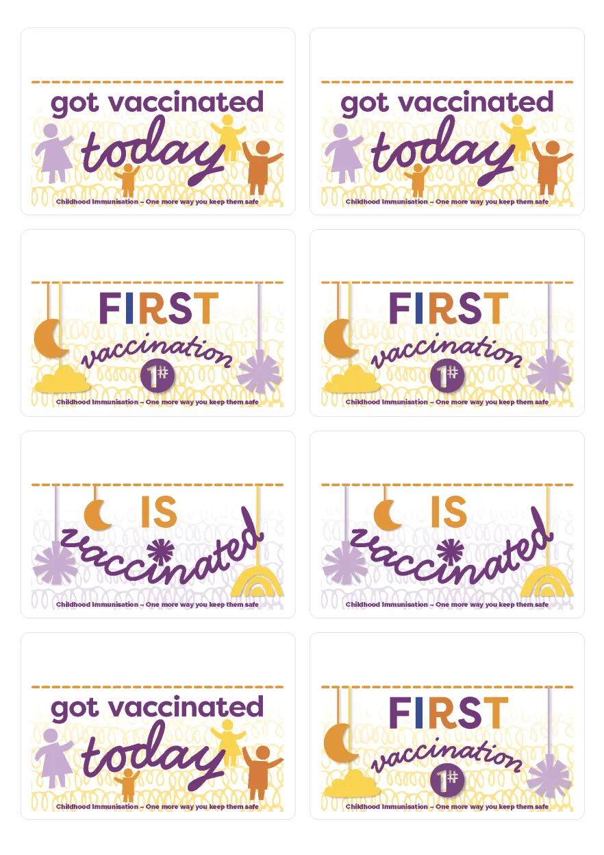 Vaccination milestone cards and stickers