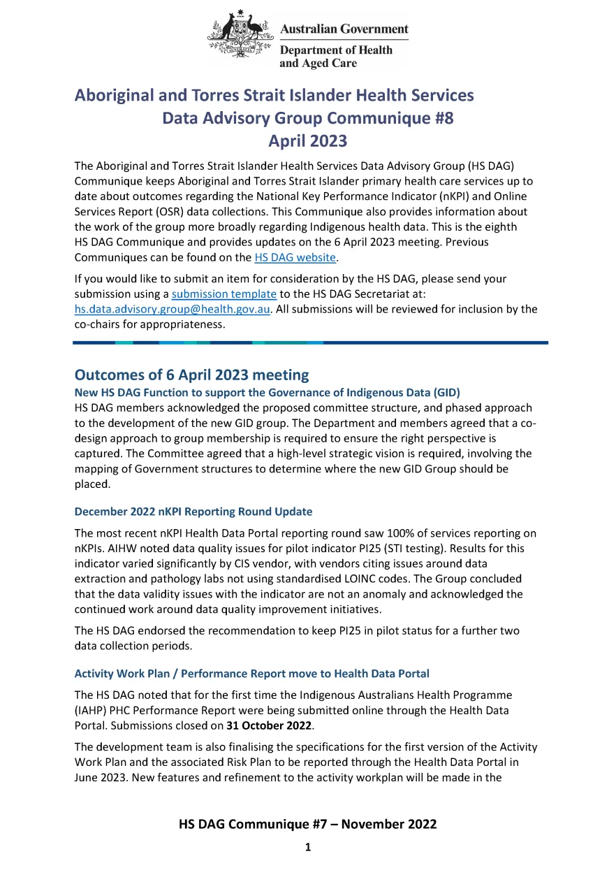 HS DAG communique – April 2023