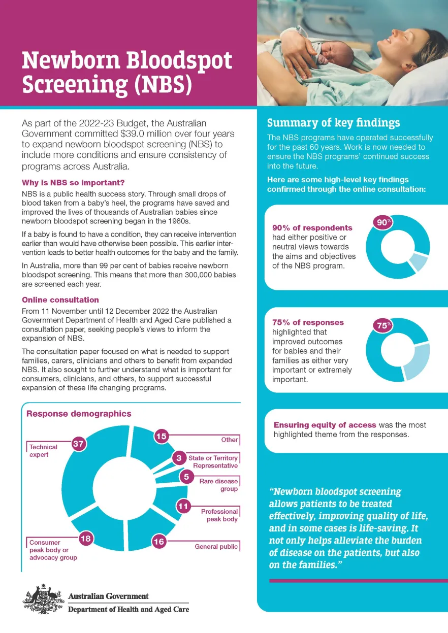 Newborn bloodspot screening – Public consultation infographic