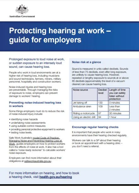 Protecting your hearing at work – guide for employers